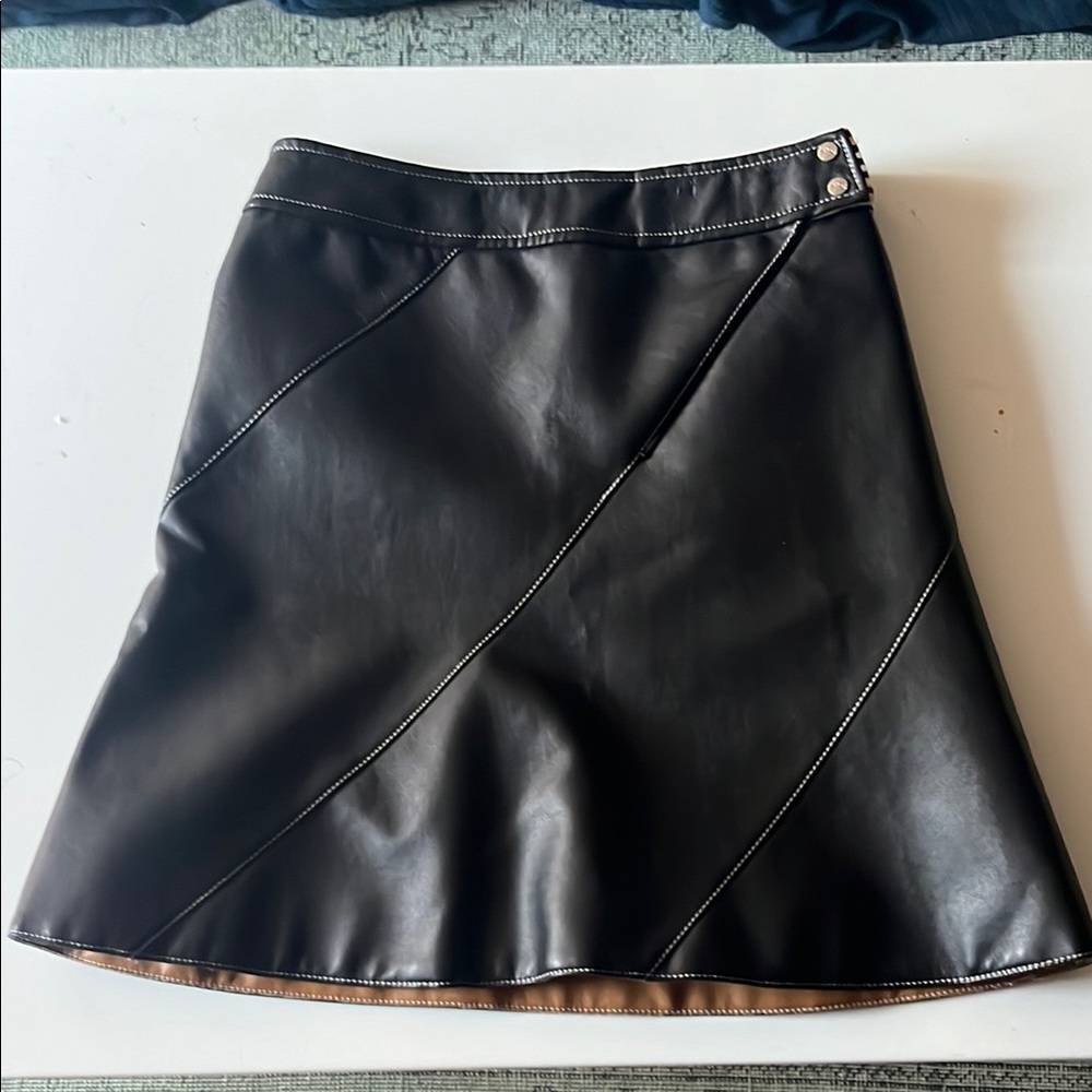 Burberry Black Leather Mini Skirt